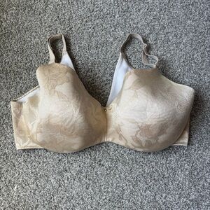 Cacique Tan Floral Lace Lightly Line Balconette Bra Adjustable Straps 42F